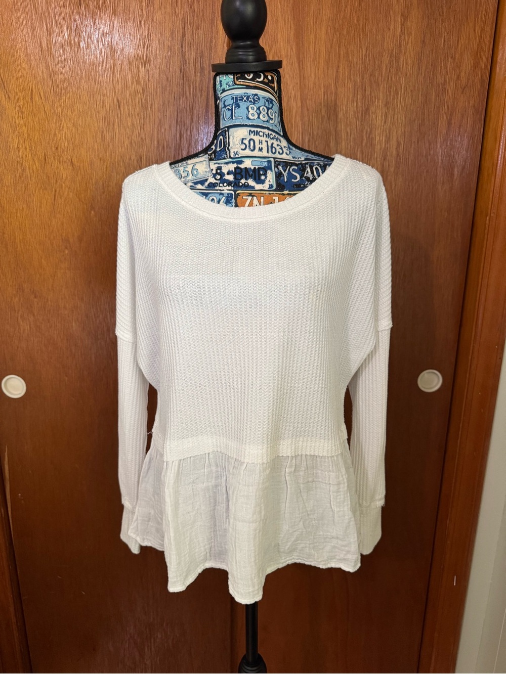 Altar'd State White Textured Blouse